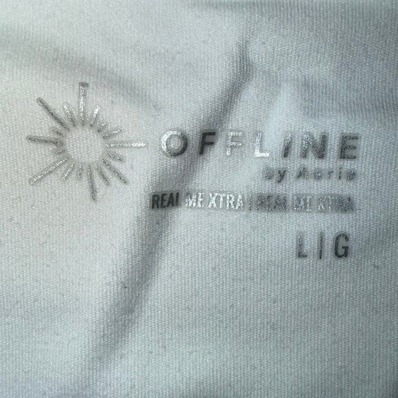 Large White Aerie offline Real Me Xtra Sports Bra crop top Tie Cutout workout - Picture 3 of 3